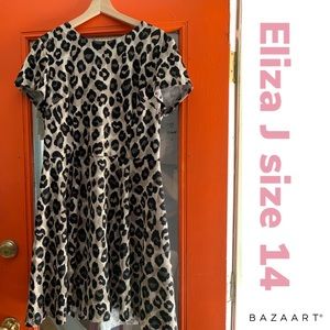 Leopard Fit & Flare Dress- Eliza J- size 14